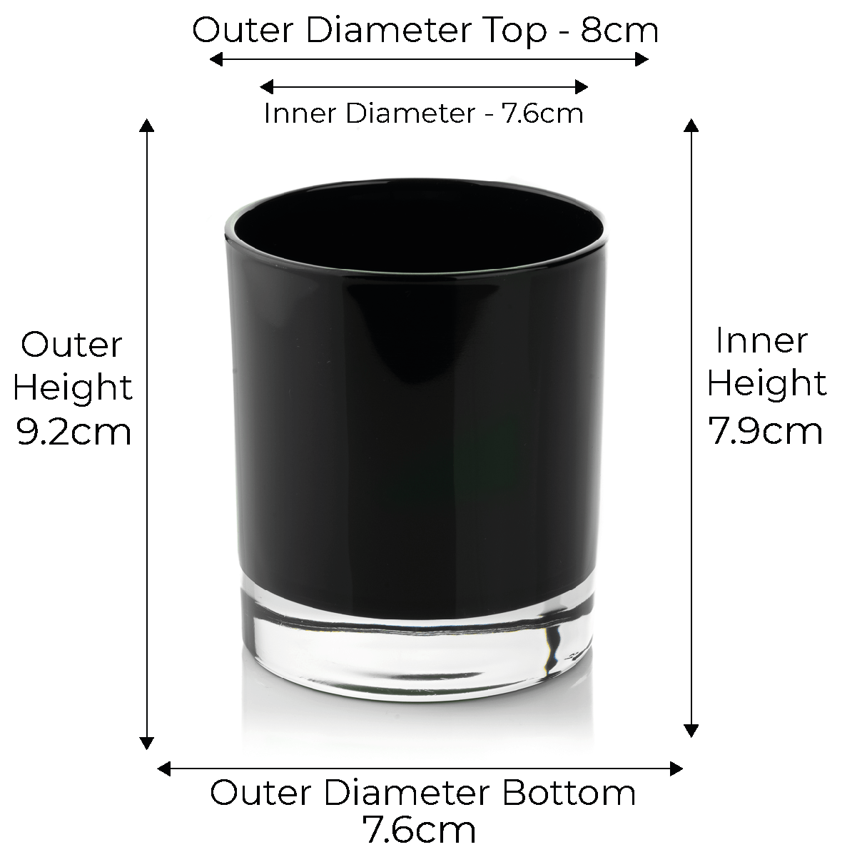 Candle Shack Candle Jar 30cl Lotti Candle Glass - Internally Black Gloss (box of 10)