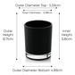 Candle Shack Candle Jar 9cl Votive Candle Glass - Internally Black Gloss (box of 10)