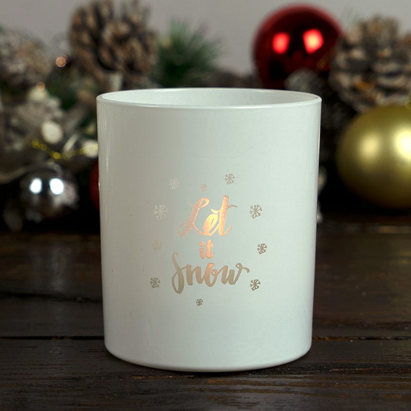 Candle Shack Candle Jar Let It Snow - 30cl Lotti Gloss White Laser-etched Christmas Candle Jar (Box of 10)